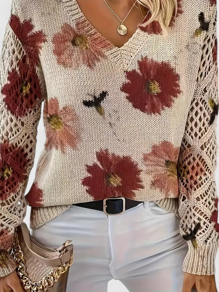 Charlene™ | Elegant Sweater with Floral Pattern
