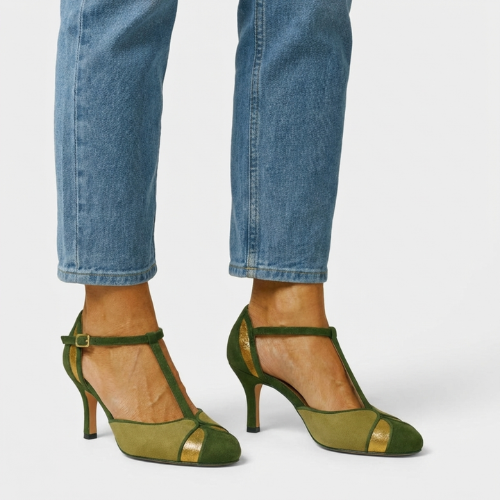 Vintage Elegance Green Sandals