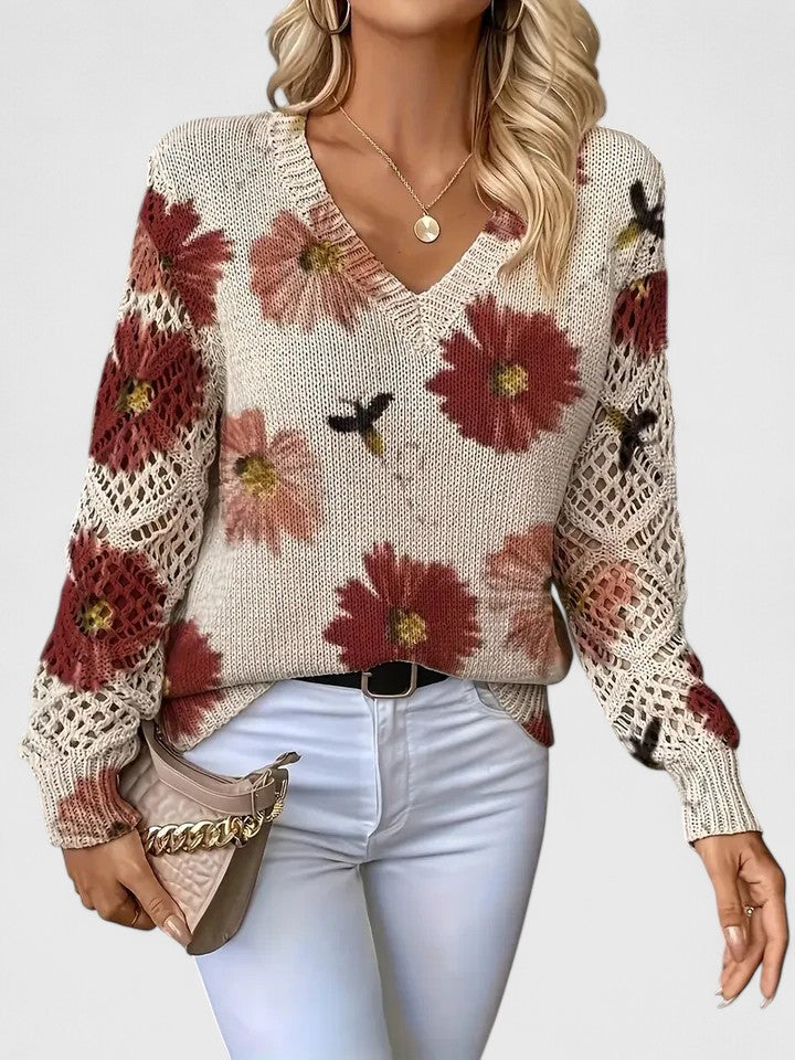 Charlene™ | Elegant Sweater with Floral Pattern