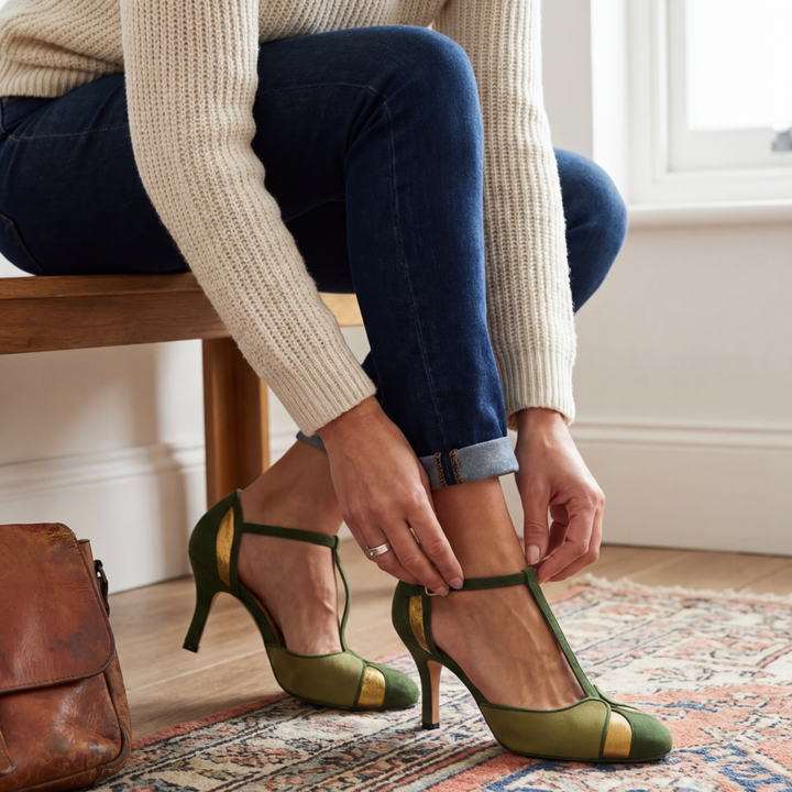 Vintage Elegance Green Sandals
