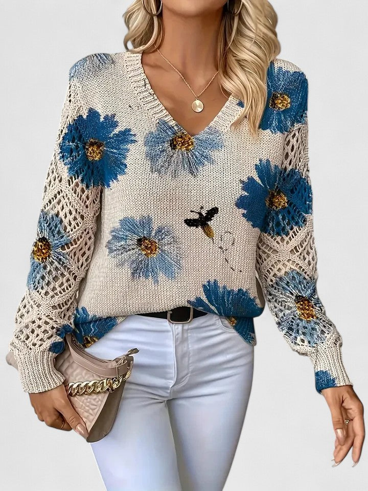 Charlene™ | Elegant Sweater with Floral Pattern