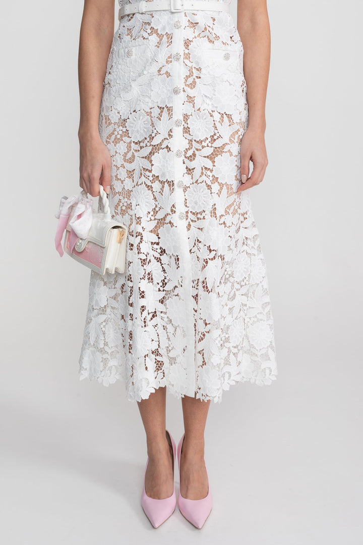 Elizabeth| Collared Neckline Lace, Belted Waist Short Sleeve Midi Dress